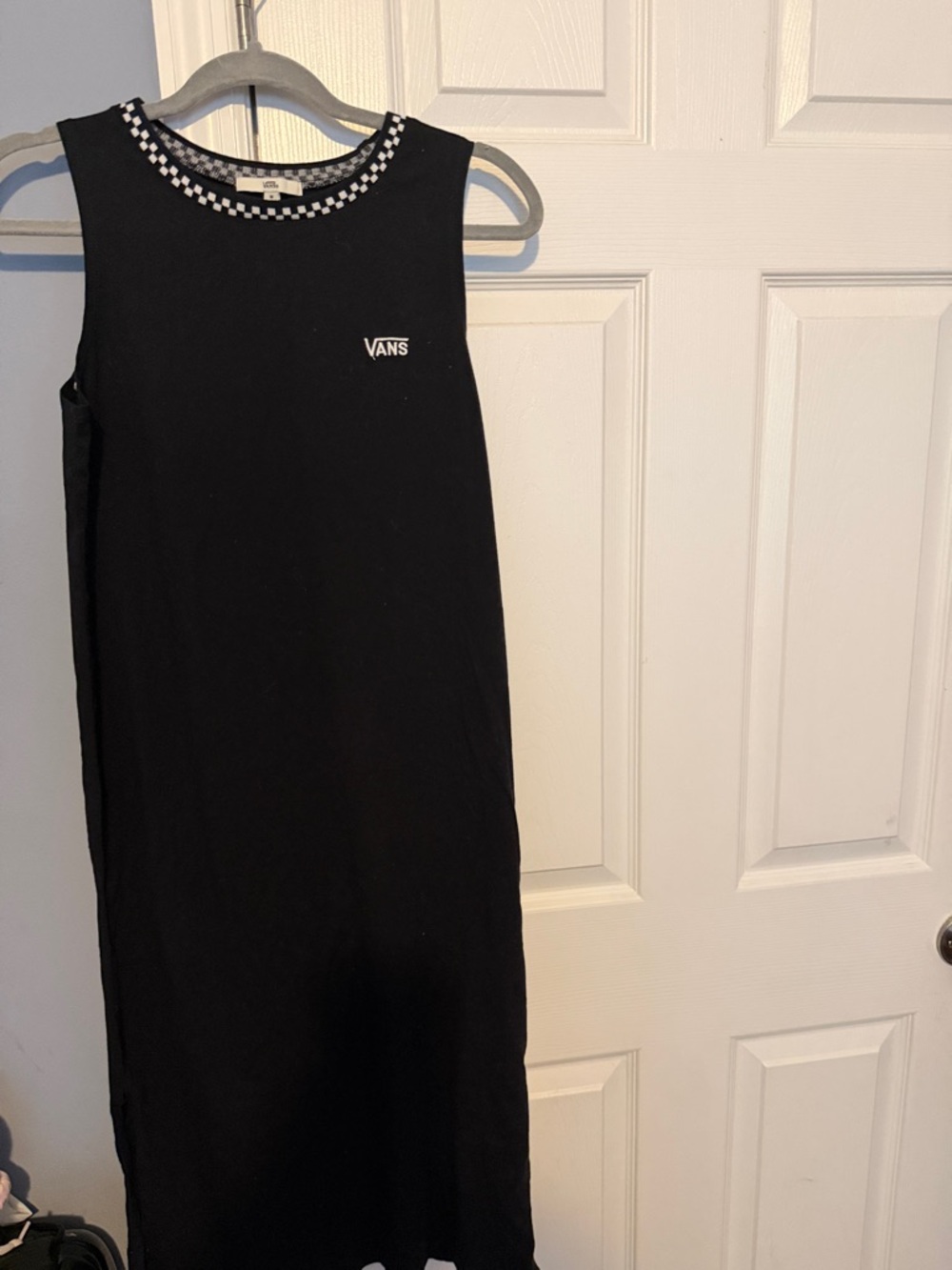 Vans Black Maxi Dress with Checkerboard Neckline